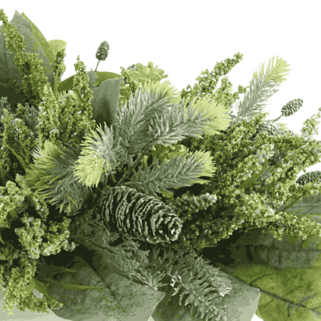 Evergreen and Pinecone Holiday Centerpiece in Rectangular Planter - Image 3