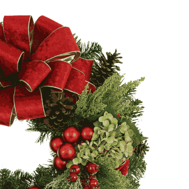 26" Heather, Berry and Ornament Christmas Holiday Wreath - Image 3