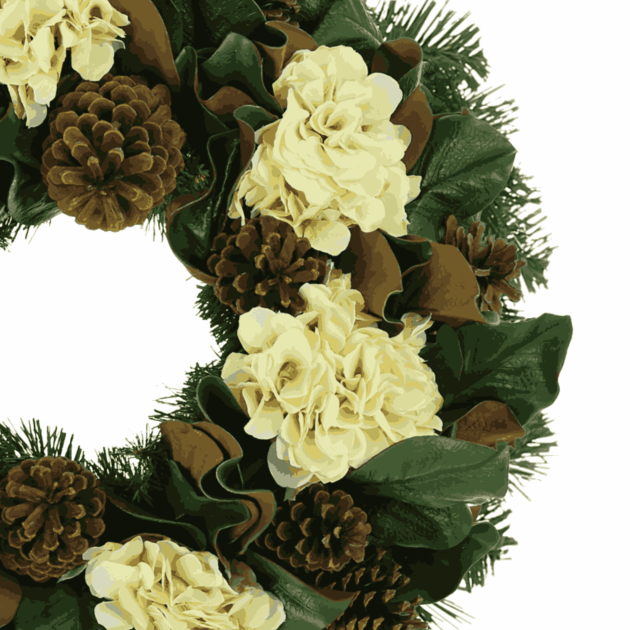 28" Christmas Holiday Evergreen Wreath with Hydrangeas, Magnolia Leaves and Pinecones - Image 3