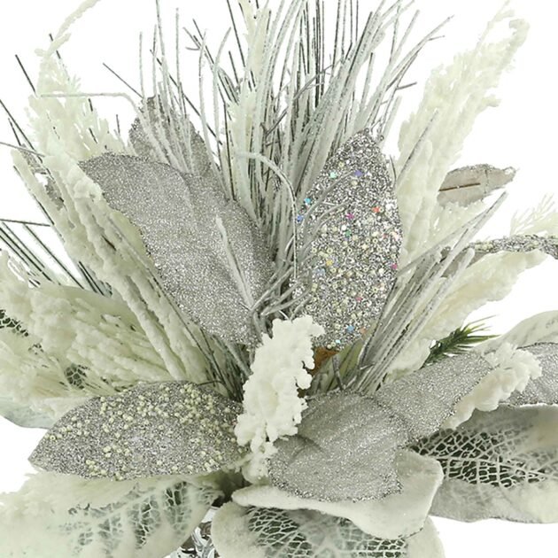 Holiday Floral with Glitter and Snowy Magnolia Leaves - Image 4
