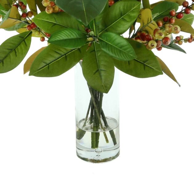 Magnolia Leaf and Berry Holiday Floral Arrangement - Image 3