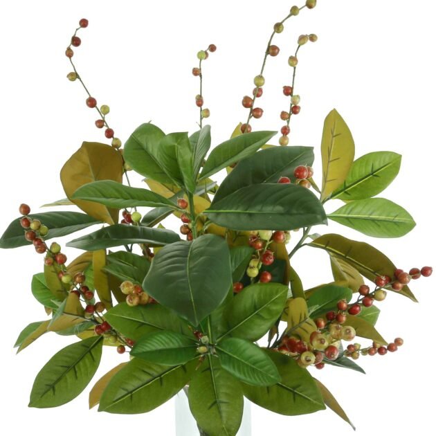 Magnolia Leaf and Berry Holiday Floral Arrangement - Image 2