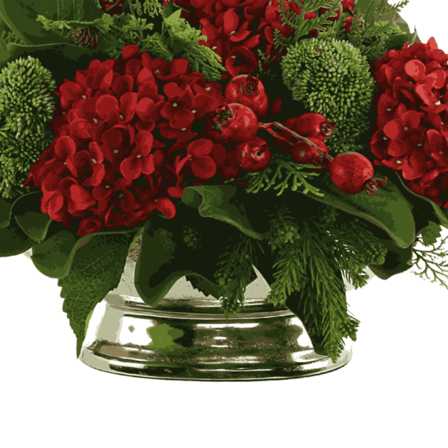 Sedum Holiday Centerpiece with Hydrangeas and Berries - Image 4