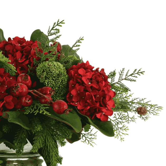 Sedum Holiday Centerpiece with Hydrangeas and Berries - Image 3
