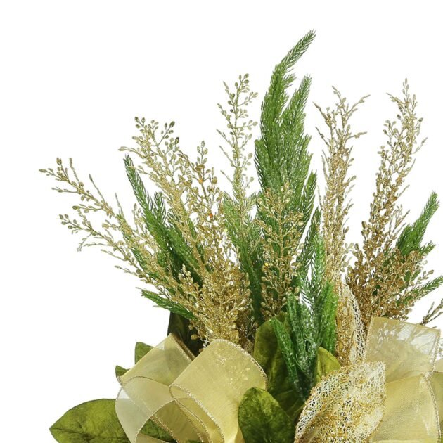 Glittery Pine and Magnolia Leaf Holiday Arrangement - Image 3