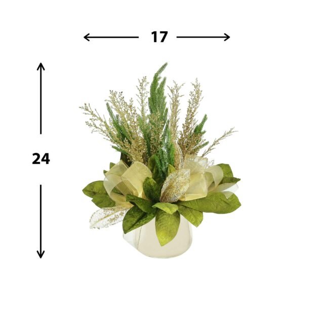 Glittery Pine and Magnolia Leaf Holiday Arrangement - Image 2