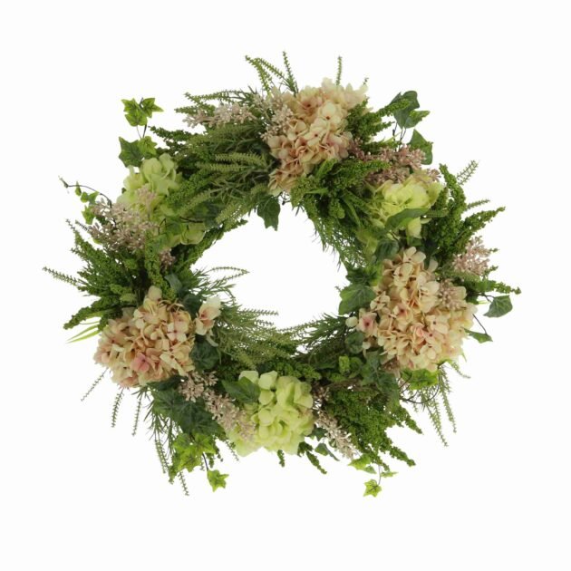 26" Hydrangea, Eucalyptus and Ivy Wreath