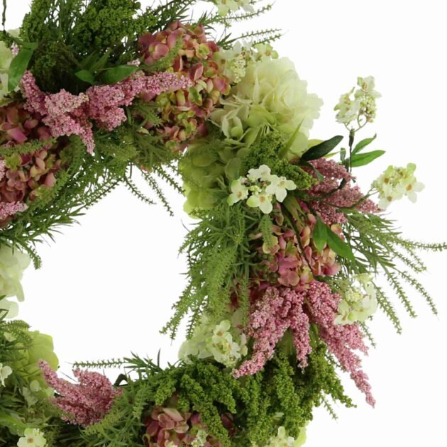 26" Assorted Hydrangea and Astilbe Wreath - Image 4