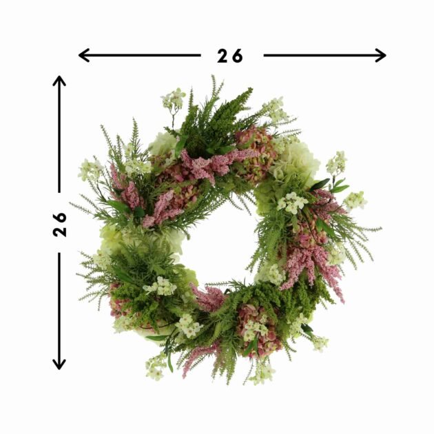 26" Assorted Hydrangea and Astilbe Wreath - Image 3