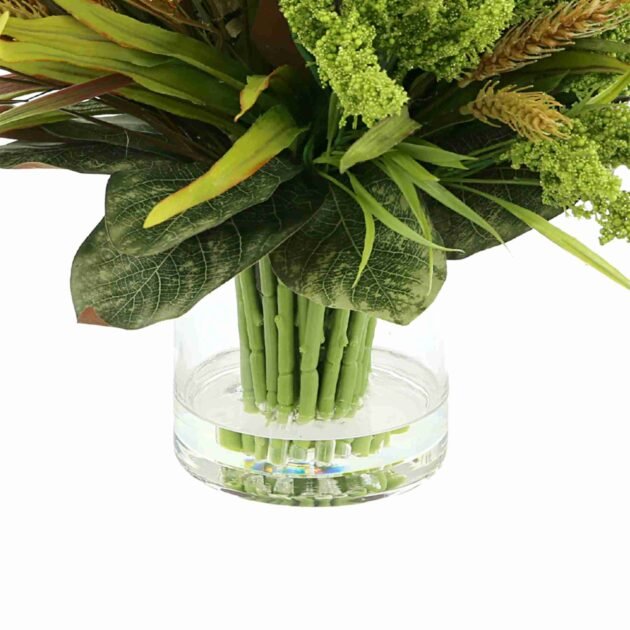 Assorted Heather and Wheat Arrangement in Glass Vase - Image 4