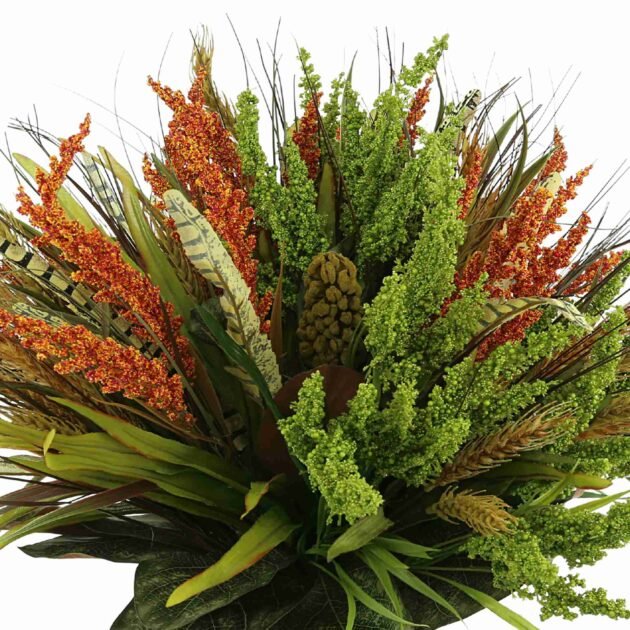 Assorted Heather and Wheat Arrangement in Glass Vase - Image 3