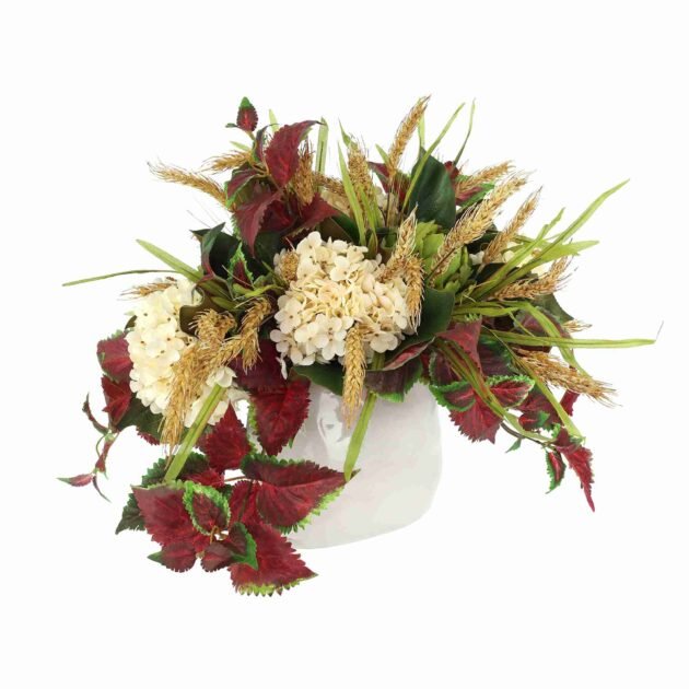 Wheat, Artichoke and Ivy Arranged in Ceramic Pot - Image 2