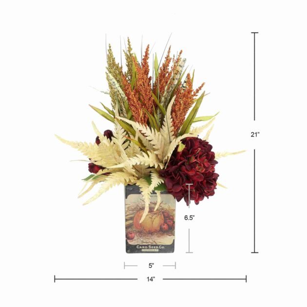 Heather, Fern and Hydrangea Arranged in Decorative Pot - Image 4