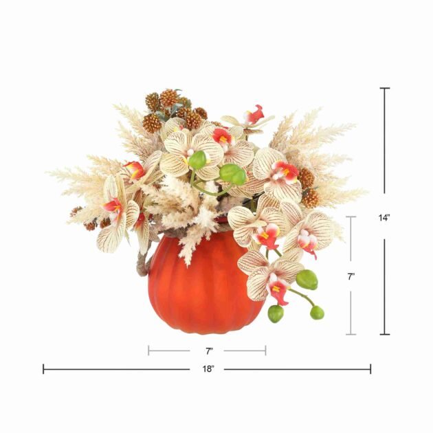 Orchid and Pampas Arranged in Decorative Glass Vase - Image 4