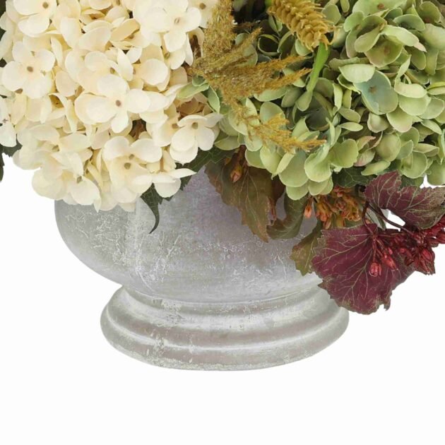 Pampas, Thistle and Hydrangeas Arranged in Stone Pot - Image 4