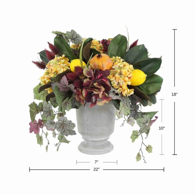 Pomegranate and Ivy Arranged in Stone Pot - Image 2