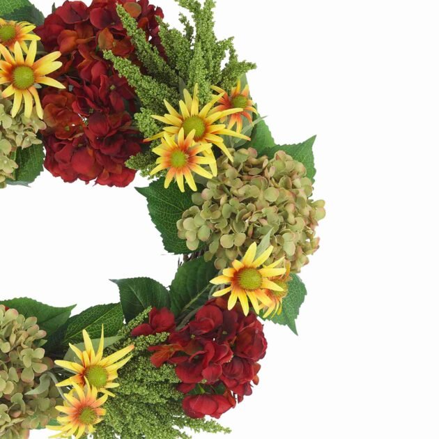 23" Fall Rudbeckia and Hydrangea Wreath - Image 3