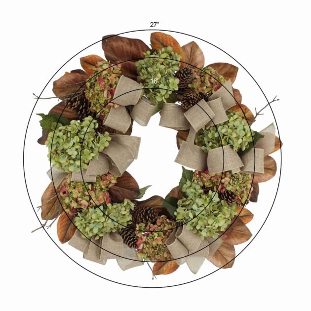 27" Fall Wreath with Hydrangeas and Pinecones - Image 3