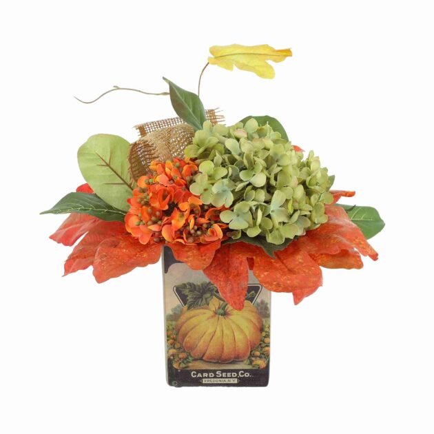Fall Hydrangea and Magnolia Leaf Arrangement