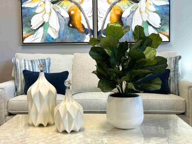 Fiddle Leaf Plant in White Pot - Image 2